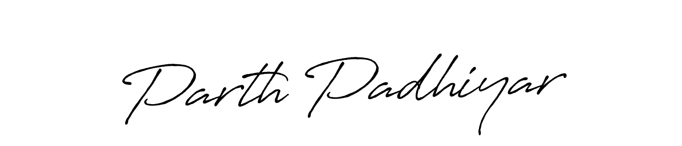 Parth Padhiyar stylish signature style. Best Handwritten Sign (Antro_Vectra_Bolder) for my name. Handwritten Signature Collection Ideas for my name Parth Padhiyar. Parth Padhiyar signature style 7 images and pictures png