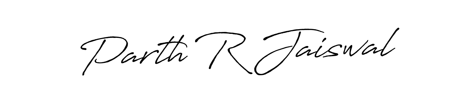 How to make Parth R Jaiswal name signature. Use Antro_Vectra_Bolder style for creating short signs online. This is the latest handwritten sign. Parth R Jaiswal signature style 7 images and pictures png
