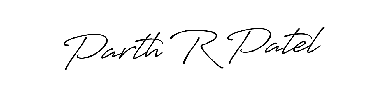 How to make Parth R Patel name signature. Use Antro_Vectra_Bolder style for creating short signs online. This is the latest handwritten sign. Parth R Patel signature style 7 images and pictures png