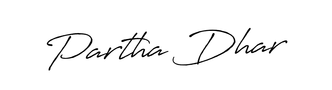 Create a beautiful signature design for name Partha Dhar. With this signature (Antro_Vectra_Bolder) fonts, you can make a handwritten signature for free. Partha Dhar signature style 7 images and pictures png