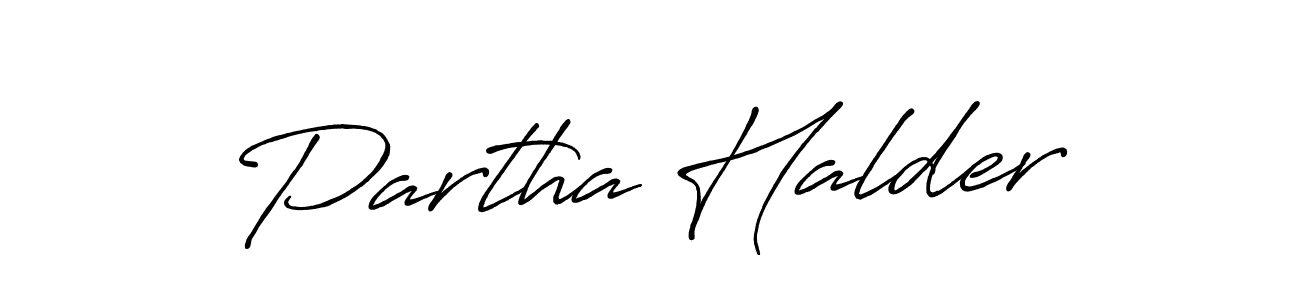 Use a signature maker to create a handwritten signature online. With this signature software, you can design (Antro_Vectra_Bolder) your own signature for name Partha Halder. Partha Halder signature style 7 images and pictures png