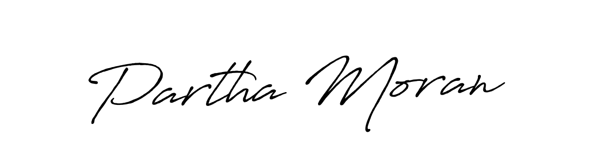 The best way (Antro_Vectra_Bolder) to make a short signature is to pick only two or three words in your name. The name Partha Moran include a total of six letters. For converting this name. Partha Moran signature style 7 images and pictures png