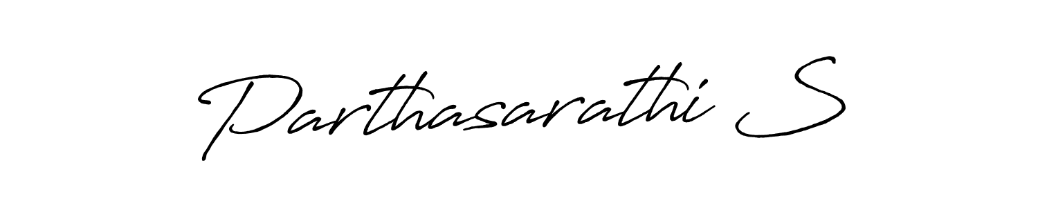 Make a beautiful signature design for name Parthasarathi S. With this signature (Antro_Vectra_Bolder) style, you can create a handwritten signature for free. Parthasarathi S signature style 7 images and pictures png