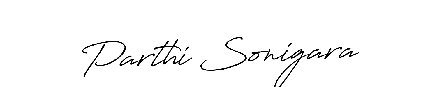 How to make Parthi Sonigara name signature. Use Antro_Vectra_Bolder style for creating short signs online. This is the latest handwritten sign. Parthi Sonigara signature style 7 images and pictures png