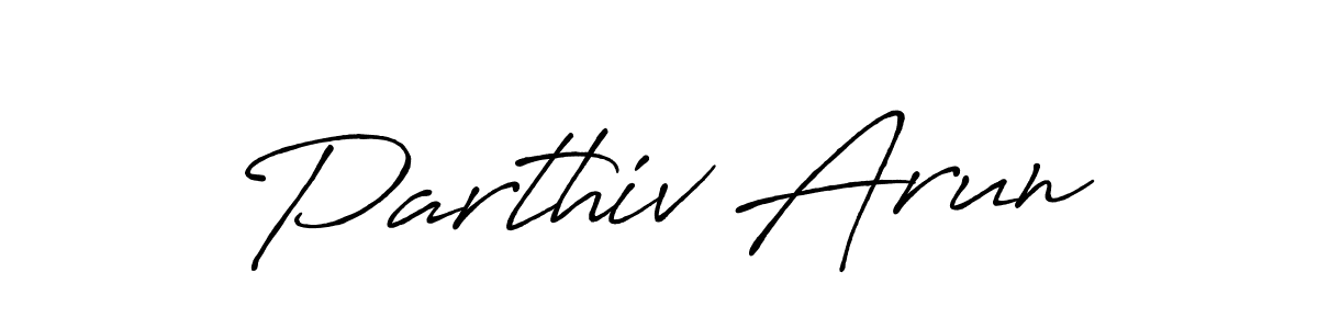 How to make Parthiv Arun name signature. Use Antro_Vectra_Bolder style for creating short signs online. This is the latest handwritten sign. Parthiv Arun signature style 7 images and pictures png