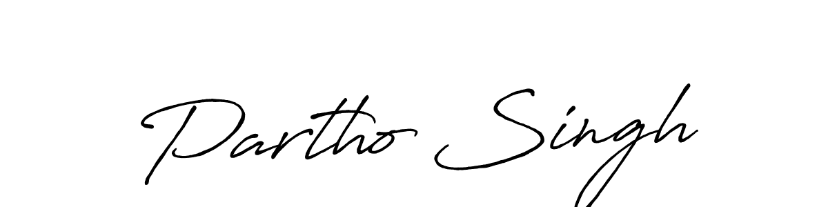 How to make Partho Singh name signature. Use Antro_Vectra_Bolder style for creating short signs online. This is the latest handwritten sign. Partho Singh signature style 7 images and pictures png