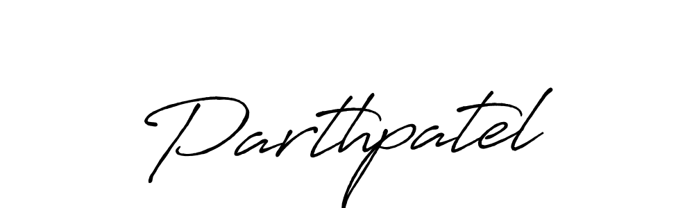 Make a beautiful signature design for name Parthpatel. With this signature (Antro_Vectra_Bolder) style, you can create a handwritten signature for free. Parthpatel signature style 7 images and pictures png