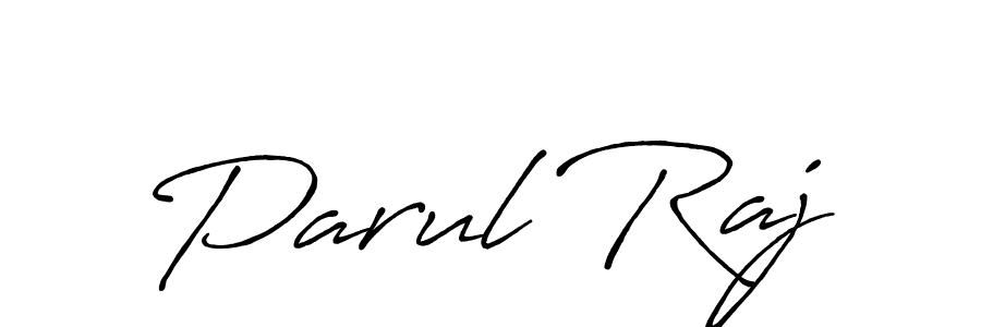 The best way (Antro_Vectra_Bolder) to make a short signature is to pick only two or three words in your name. The name Parul Raj include a total of six letters. For converting this name. Parul Raj signature style 7 images and pictures png