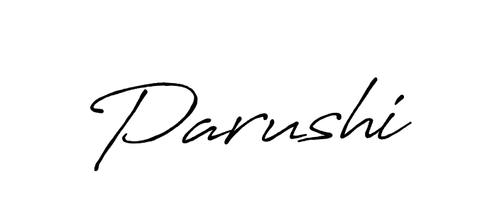 Use a signature maker to create a handwritten signature online. With this signature software, you can design (Antro_Vectra_Bolder) your own signature for name Parushi. Parushi signature style 7 images and pictures png