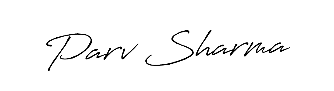 Make a beautiful signature design for name Parv Sharma. With this signature (Antro_Vectra_Bolder) style, you can create a handwritten signature for free. Parv Sharma signature style 7 images and pictures png