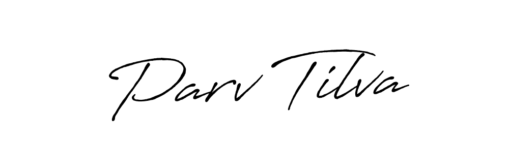 How to make Parv Tilva name signature. Use Antro_Vectra_Bolder style for creating short signs online. This is the latest handwritten sign. Parv Tilva signature style 7 images and pictures png
