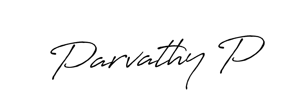 How to make Parvathy P signature? Antro_Vectra_Bolder is a professional autograph style. Create handwritten signature for Parvathy P name. Parvathy P signature style 7 images and pictures png