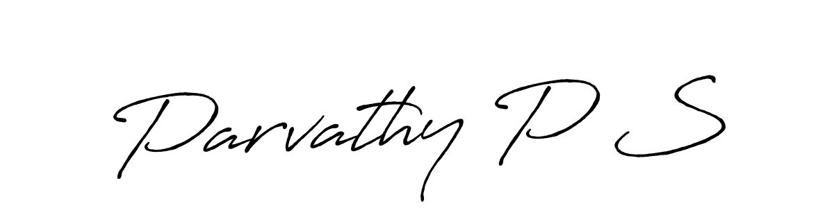 How to make Parvathy P S name signature. Use Antro_Vectra_Bolder style for creating short signs online. This is the latest handwritten sign. Parvathy P S signature style 7 images and pictures png