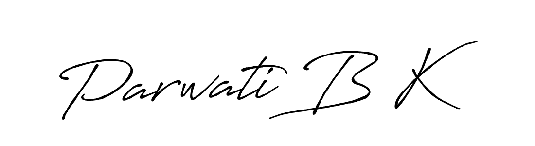 The best way (Antro_Vectra_Bolder) to make a short signature is to pick only two or three words in your name. The name Parwati B K include a total of six letters. For converting this name. Parwati B K signature style 7 images and pictures png