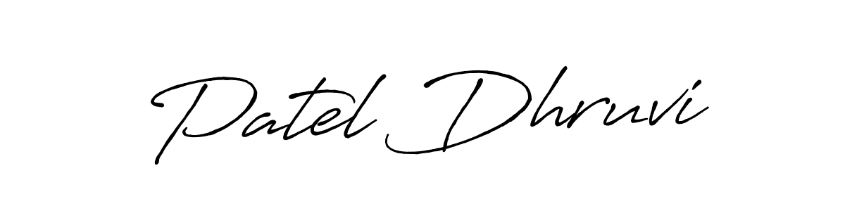 How to make Patel Dhruvi name signature. Use Antro_Vectra_Bolder style for creating short signs online. This is the latest handwritten sign. Patel Dhruvi signature style 7 images and pictures png