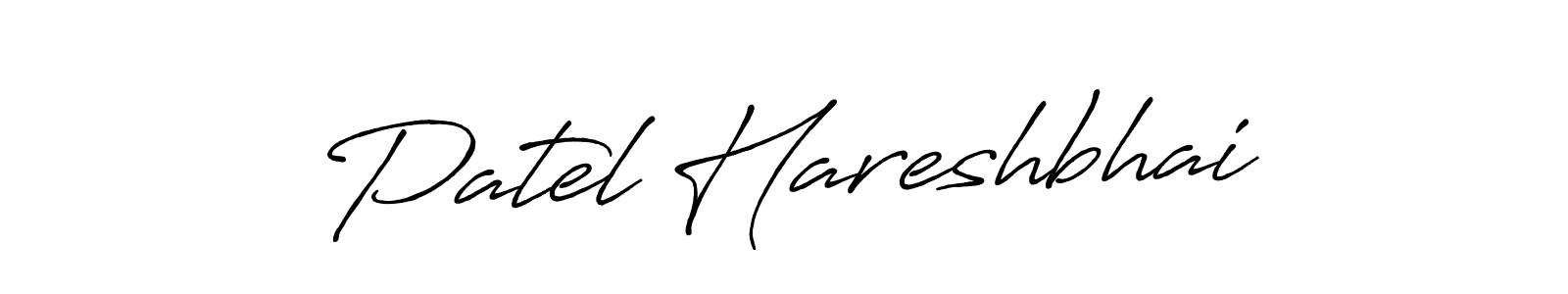How to make Patel Hareshbhai name signature. Use Antro_Vectra_Bolder style for creating short signs online. This is the latest handwritten sign. Patel Hareshbhai signature style 7 images and pictures png