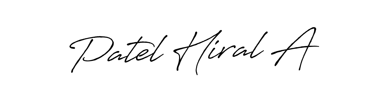 Patel Hiral A stylish signature style. Best Handwritten Sign (Antro_Vectra_Bolder) for my name. Handwritten Signature Collection Ideas for my name Patel Hiral A. Patel Hiral A signature style 7 images and pictures png