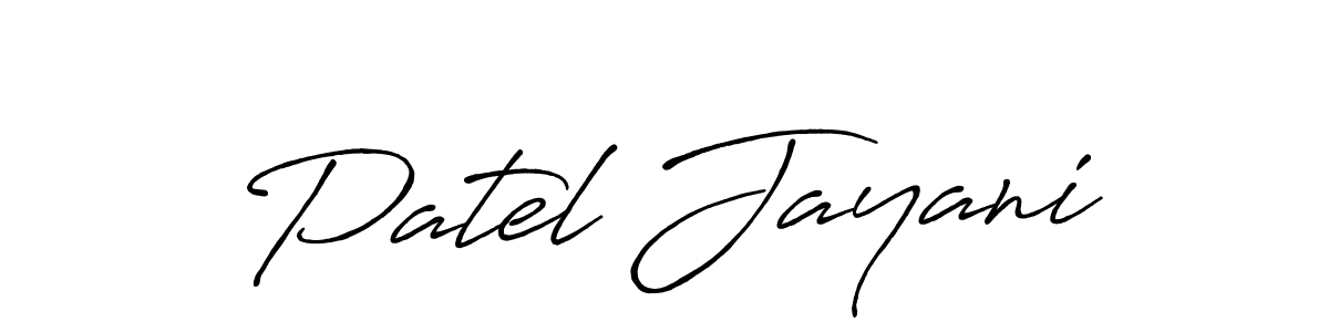 How to make Patel Jayani name signature. Use Antro_Vectra_Bolder style for creating short signs online. This is the latest handwritten sign. Patel Jayani signature style 7 images and pictures png