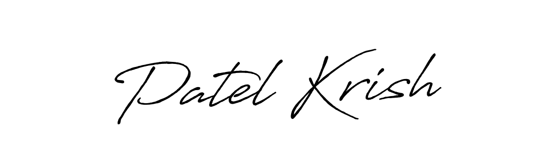 The best way (Antro_Vectra_Bolder) to make a short signature is to pick only two or three words in your name. The name Patel Krish include a total of six letters. For converting this name. Patel Krish signature style 7 images and pictures png