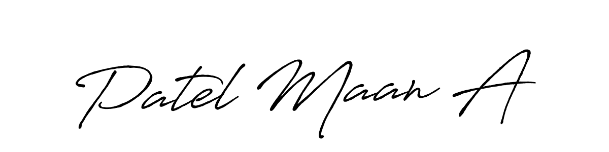 Create a beautiful signature design for name Patel Maan A. With this signature (Antro_Vectra_Bolder) fonts, you can make a handwritten signature for free. Patel Maan A signature style 7 images and pictures png