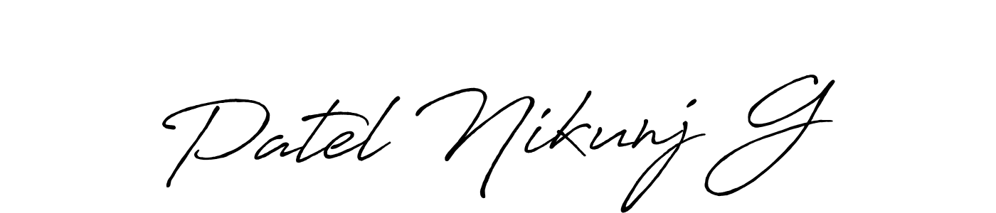 Patel Nikunj G stylish signature style. Best Handwritten Sign (Antro_Vectra_Bolder) for my name. Handwritten Signature Collection Ideas for my name Patel Nikunj G. Patel Nikunj G signature style 7 images and pictures png