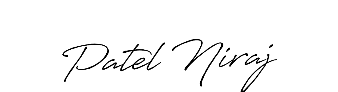 How to make Patel Niraj name signature. Use Antro_Vectra_Bolder style for creating short signs online. This is the latest handwritten sign. Patel Niraj signature style 7 images and pictures png