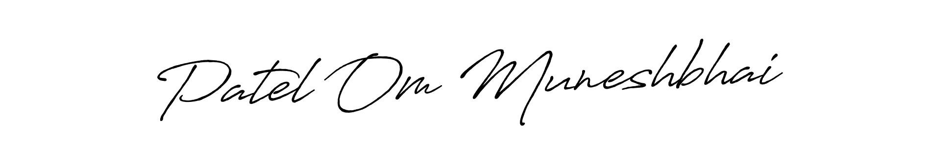 How to make Patel Om Muneshbhai name signature. Use Antro_Vectra_Bolder style for creating short signs online. This is the latest handwritten sign. Patel Om Muneshbhai signature style 7 images and pictures png