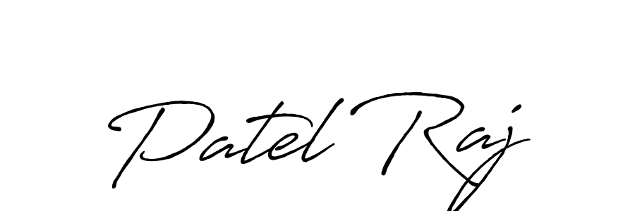 How to make Patel Raj name signature. Use Antro_Vectra_Bolder style for creating short signs online. This is the latest handwritten sign. Patel Raj signature style 7 images and pictures png