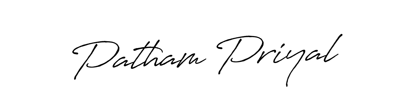 Make a beautiful signature design for name Patham Priyal. With this signature (Antro_Vectra_Bolder) style, you can create a handwritten signature for free. Patham Priyal signature style 7 images and pictures png