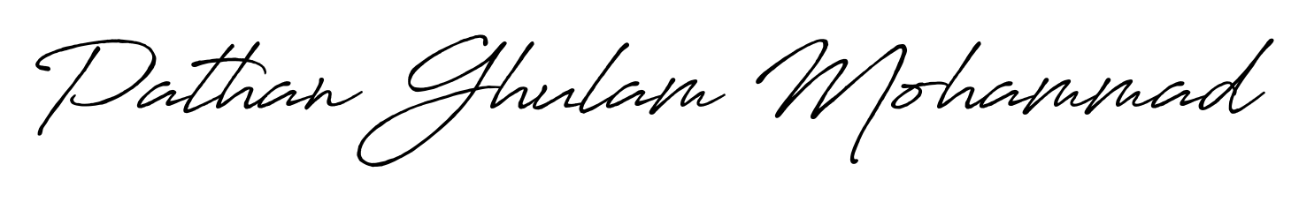 The Antro_Vectra_Bolder font gives name Pathan Ghulam Mohammad a signature that looks effortless yet distinguished. Download high-res PNG instantly. Pathan Ghulam Mohammad signature style 7 images and pictures png