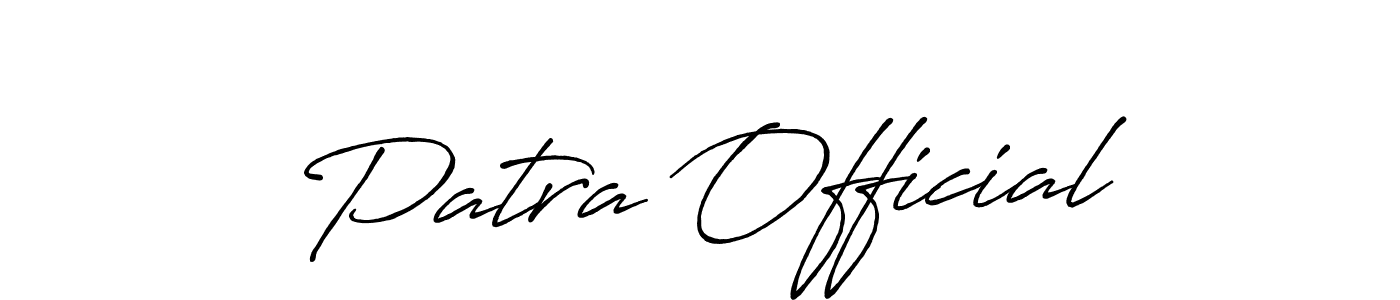 Use a signature maker to create a handwritten signature online. With this signature software, you can design (Antro_Vectra_Bolder) your own signature for name Patra Official. Patra Official signature style 7 images and pictures png