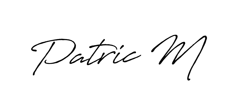 How to make Patric M name signature. Use Antro_Vectra_Bolder style for creating short signs online. This is the latest handwritten sign. Patric M signature style 7 images and pictures png