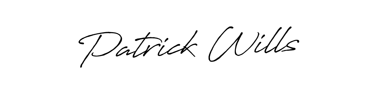 How to make Patrick Wills name signature. Use Antro_Vectra_Bolder style for creating short signs online. This is the latest handwritten sign. Patrick Wills signature style 7 images and pictures png