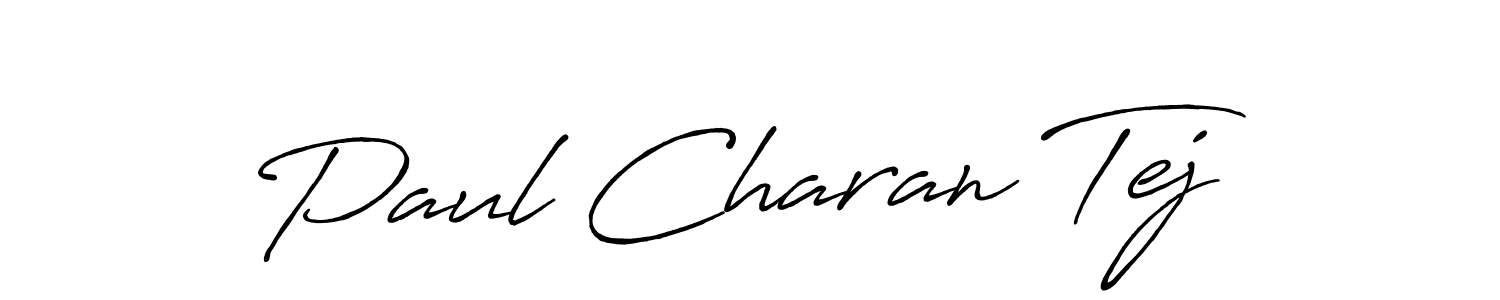 You should practise on your own different ways (Antro_Vectra_Bolder) to write your name (Paul Charan Tej) in signature. don't let someone else do it for you. Paul Charan Tej signature style 7 images and pictures png