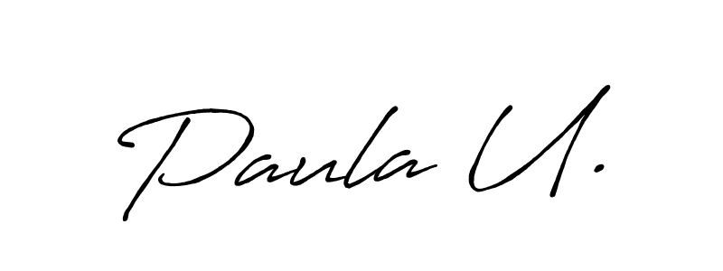 How to make Paula U. name signature. Use Antro_Vectra_Bolder style for creating short signs online. This is the latest handwritten sign. Paula U. signature style 7 images and pictures png