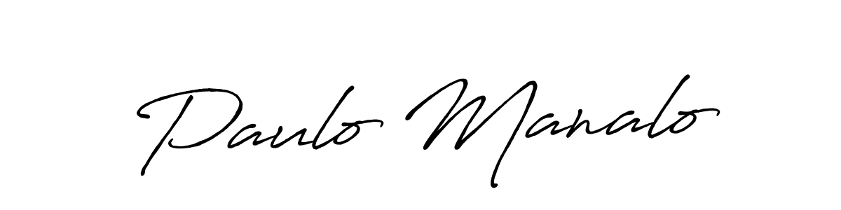 Make a beautiful signature design for name Paulo Manalo. With this signature (Antro_Vectra_Bolder) style, you can create a handwritten signature for free. Paulo Manalo signature style 7 images and pictures png