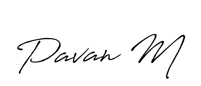 The best way (Antro_Vectra_Bolder) to make a short signature is to pick only two or three words in your name. The name Pavan M include a total of six letters. For converting this name. Pavan M signature style 7 images and pictures png