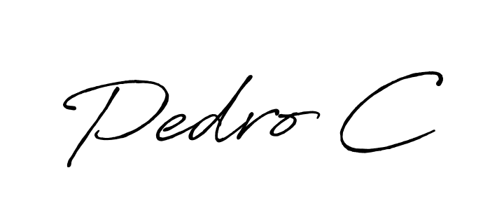 Similarly Antro_Vectra_Bolder is the best handwritten signature design. Signature creator online .You can use it as an online autograph creator for name Pedro C. Pedro C signature style 7 images and pictures png