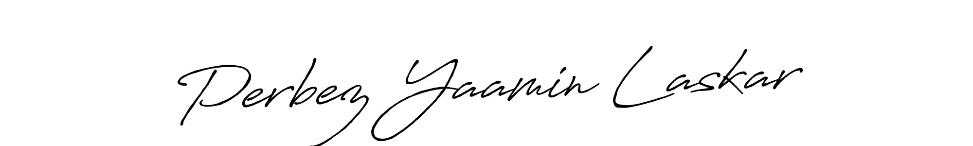 How to make Perbez Yaamin Laskar name signature. Use Antro_Vectra_Bolder style for creating short signs online. This is the latest handwritten sign. Perbez Yaamin Laskar signature style 7 images and pictures png