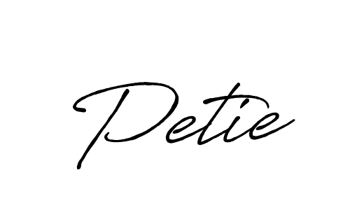 Petie stylish signature style. Best Handwritten Sign (Antro_Vectra_Bolder) for my name. Handwritten Signature Collection Ideas for my name Petie. Petie signature style 7 images and pictures png