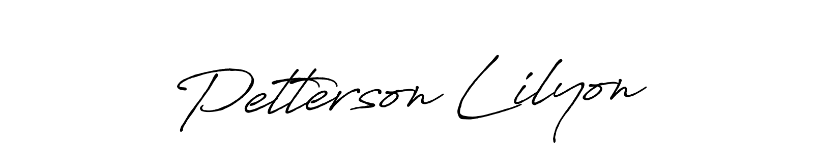 Similarly Antro_Vectra_Bolder is the best handwritten signature design. Signature creator online .You can use it as an online autograph creator for name Petterson Lilyon. Petterson Lilyon signature style 7 images and pictures png