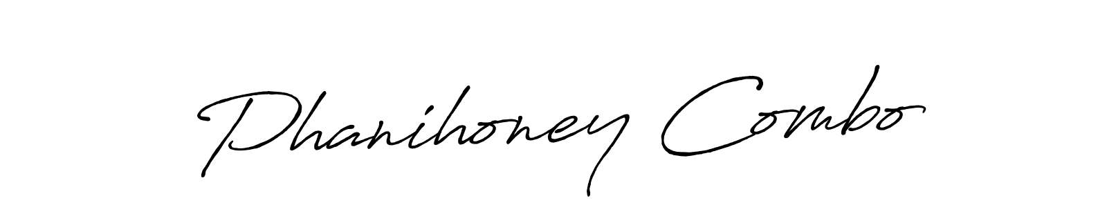 Use a signature maker to create a handwritten signature online. With this signature software, you can design (Antro_Vectra_Bolder) your own signature for name Phanihoney Combo. Phanihoney Combo signature style 7 images and pictures png