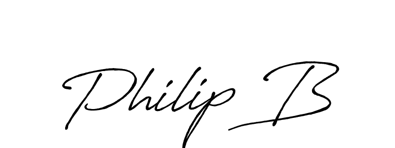 How to make Philip B name signature. Use Antro_Vectra_Bolder style for creating short signs online. This is the latest handwritten sign. Philip B signature style 7 images and pictures png