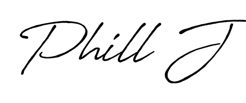 The Antro_Vectra_Bolder handwriting style adds charm and authenticity to name Phill J. A wonderful choice for personal thank-you notes. Phill J signature style 7 images and pictures png