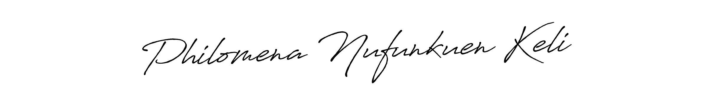 How to make Philomena Nufunkuen Keli name signature. Use Antro_Vectra_Bolder style for creating short signs online. This is the latest handwritten sign. Philomena Nufunkuen Keli signature style 7 images and pictures png