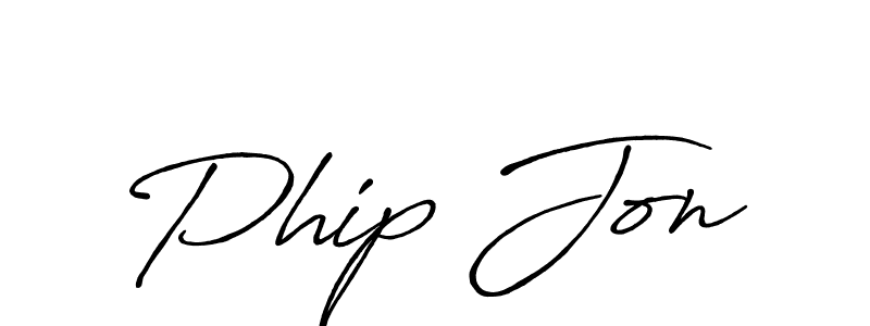 How to make Phip Jon name signature. Use Antro_Vectra_Bolder style for creating short signs online. This is the latest handwritten sign. Phip Jon signature style 7 images and pictures png