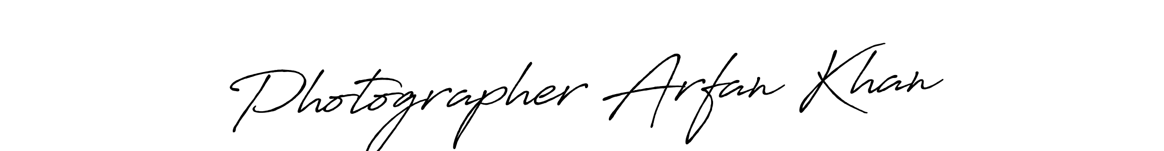 How to make Photographer Arfan Khan name signature. Use Antro_Vectra_Bolder style for creating short signs online. This is the latest handwritten sign. Photographer Arfan Khan signature style 7 images and pictures png