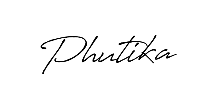 How to make Phutika name signature. Use Antro_Vectra_Bolder style for creating short signs online. This is the latest handwritten sign. Phutika signature style 7 images and pictures png