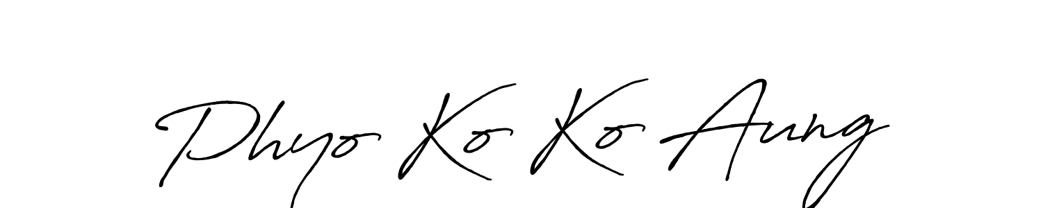 Create a beautiful signature design for name Phyo Ko Ko Aung. With this signature (Antro_Vectra_Bolder) fonts, you can make a handwritten signature for free. Phyo Ko Ko Aung signature style 7 images and pictures png
