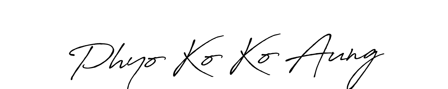 Make a beautiful signature design for name Phyo Ko Ko Aung. With this signature (Antro_Vectra_Bolder) style, you can create a handwritten signature for free. Phyo Ko Ko Aung signature style 7 images and pictures png